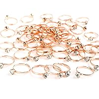 Naler Bridal Shower Rings 52 Pack Rose Gold Diamond Engagement Rings for Wedding Party Favors Table Decorations Cupcake Toppers