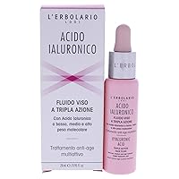 L'Erbolario Hyaluronic Acid Triple Action Face Fluid - Maintains Tone And Elasticity Of Skin - Light Texture Can Be Applied Day Or Night - Hyaluronic Acid Serum - Intensely Hydrates - 0.95 Oz