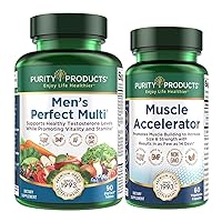 Purity Products Muscle Accelerator + Men's Perfect Multi Bundle Clinically Tested Muscle Accelerator Blend - Advanced Mens Multivitamin - Promotes Strength + Supports Healthy Testosterone Levels