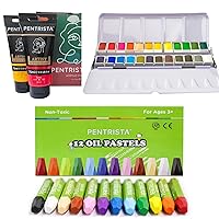 6 * 75ml Acrylic Paints+12 Oil Pastels+24 Watercolor Paint Set, Soft oil Pastel Crayons Suitable for Artists Beginners Students Art Painting Drawing Art Pigment Kit Ideal Gift