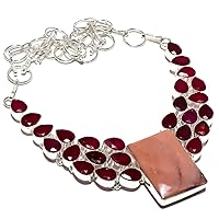 Mookaite, Ruby 925 Sterling Silver Necklace 18