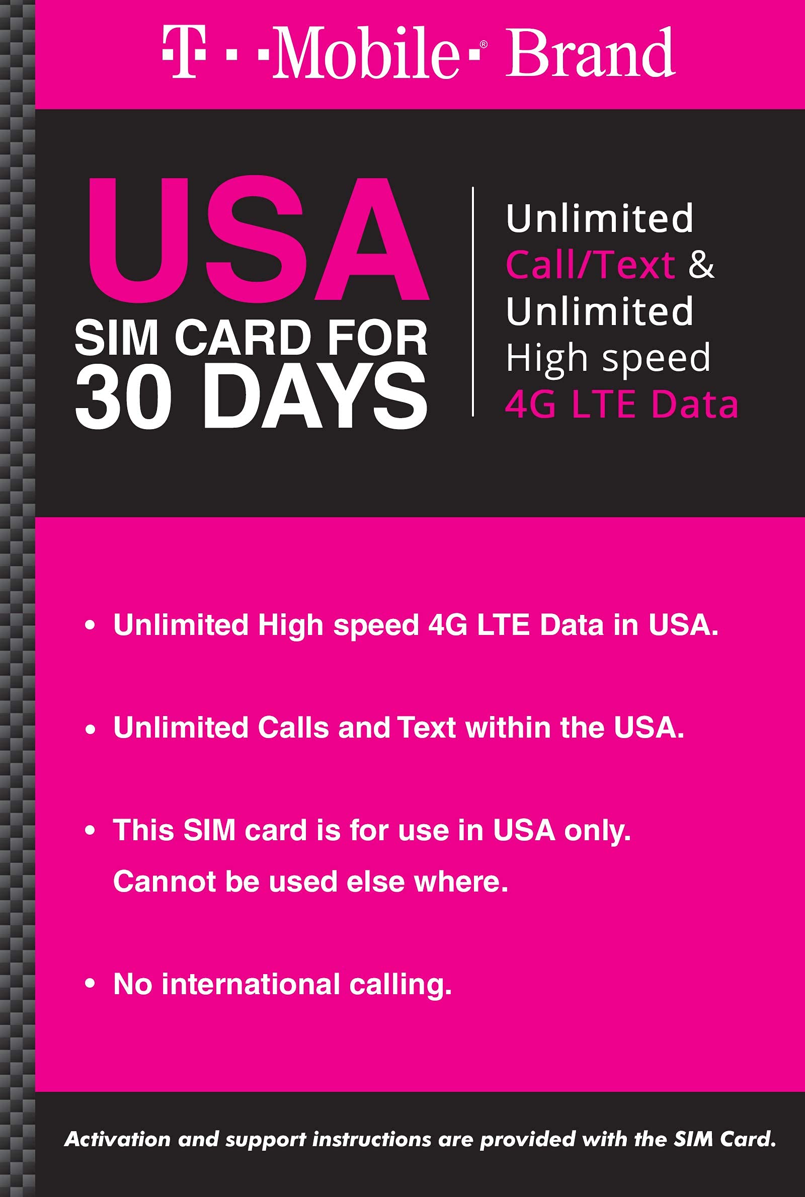 T-Mobile Prepaid SIM Card Unlimited Talk, Text, and Data (UNL Talk, Text, Data 30 Days).