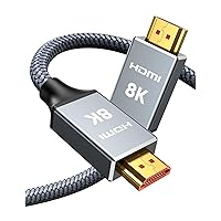 Capshi 8K HDMI Cables 2.1 Long, 25ft High Speed 48Gbps, 8K@60Hz, 4K@120Hz, 2K@240Hz, HDCP 2.2&2.3, eARC, HDR, Ethernet, Braided Cord for UHD TV, PS5, PS4, Xbox Series X/S, Monitor, PC