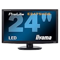 Iiyama ProLite E2475HDS 24 inch LED Backlit LCD Monitor 1000:1 300cd/m2 1920x1080 2ms D-Sub/DVI-D/HDMI (Black)