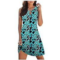 joysale Beach Dresses for Women 2024 Vacation Casual Trendy Keyhole Sleeveless Tank Boho Floral Print Sundress