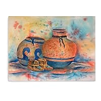 Hand Painted Still Life Art Poster Canvas Oil Painting Painting Vintage Abstract Pottery Clay Pot Va Canvas Wall Art Prints for Wall Decor Room Decor Bedroom Decor Gifts 24x32inch(60x80cm) Unframe-s