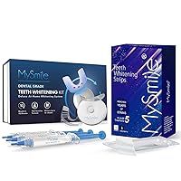 MySmile Teeth Whitening Kit with LED Light and Advanced Teeth Whitening Strips, Non-Sensitive Fast Teeth Whitener, Safe for Enamel, Helps to Remove Stains from Coffee, Smoking, Wines, Soda, Food