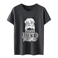 Inken Mama Tshirts Womens Mother Gift Cute Cartoon Head Tee Shirts Summer Casual Loose Fit Crewneck V Neck Blouses