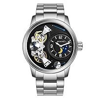 WhatsWatch Stainless Steel Luxury Men's Tourbillon Calendar Mechanical Wrist Watch -325