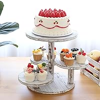 5 Tier Round Cupcake Tower Stand for 60 Cupcakes Wihte Wooden Cake Stands Farmhouse Tiered Tray Decor Cupcake Display for Birthday Graduation Baby Shower Tea Party and Wedding