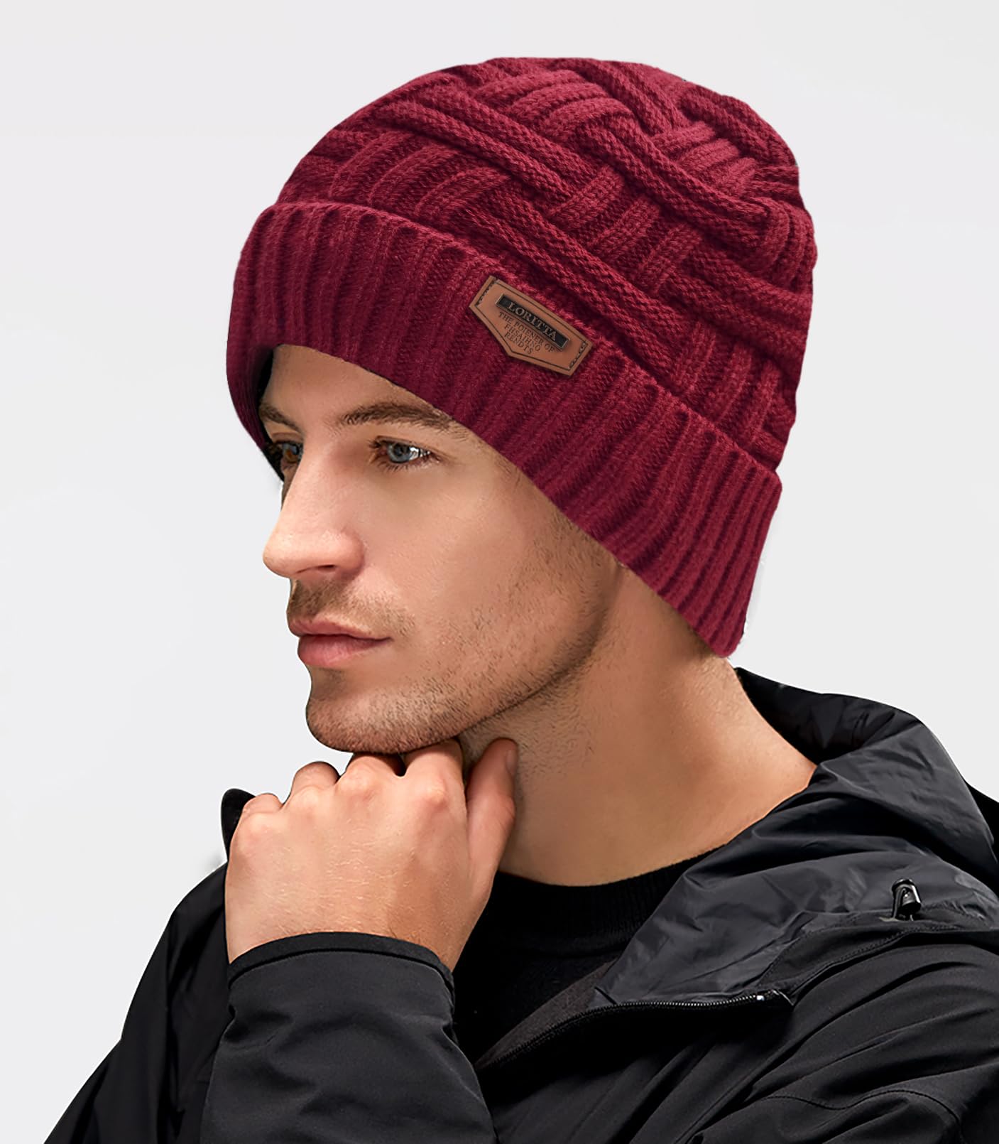Loritta Winter Hat Warm Knitted Thick Baggy Slouchy Beanie Skull Cap Men Gifts