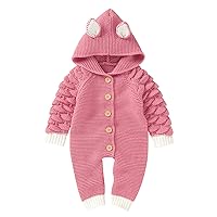Boy Kids Sweaters Girl Solid Knitted Sweater Baby Hooded Jumpsuit Romper With Ears Cotton 1 Toddlers Sweaters