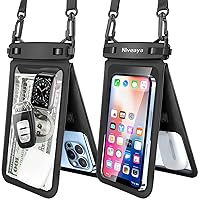 Niveaya Double Space Waterproof Phone Pouch - 2 Pack, Waterproof Phone Lanyard Case with iPhone 15/14/13/12 Pro Max/Pro/8 Plus, Galaxy S22/S21/S20/S10/Note 20/10/9 up to 7