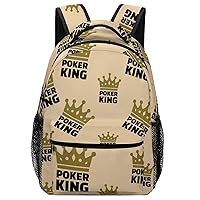 Crown with Poker King Travel Laptop Backpack Casual Hiking Backpack with Mesh Side Pockets for Business Work