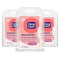 Clean & Clear Oil Absorbing Facial Sheets, Portable Blotting Papers for Face & Nose, Absorbing Blotting Sheets for Oily Skin to Instantly Remove Excess Oil & Shine, 3 x 50 ct