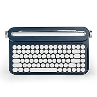 YUNZII ACTTO B305 Wireless Keyboard, Retro Bluetooth Aesthetic Typewriter Style Keyboard with Integrated Stand for Multi-Device (B305, Midnight)