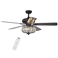 Warehouse of Tiffany CFL-8306REMO/BL Chrysaor 3-Light Crystal 5-Blade 52-Inch Matte Black (Remote) Ceiling Fan
