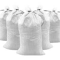 Heavy Duty Sand Bags with Tie Strings Empty Woven Polypropylene Sand-Bags for Flood Control with 1600 Hours of UV Protection, 50 lbs Capacity, 14x26 inches, White, Pack of 20