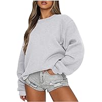 Ceboyel Womens Oversized Sweatshirts 2023 Solid Color Long Sleeve Tops Crew Neck Trendy Pullover Y2K Fall Fashion Outfits