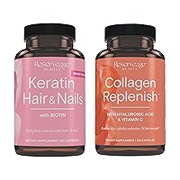 Reserveage Beauty, Keratin Hair Booster with Biotin 60 Caps & Collagen Replenish, Collagen Booster 120 Caps