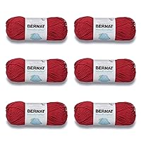 Bernat Handicrafter Cotton Country Red Yarn - 6 Pack of 50g/1.75oz - Cotton - 4 Medium (Worsted) - 80 Yards - Knitting/Crochet