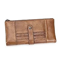 Long Men's Wallet Wallet Vintage Men's Leather Credit Card Bag Clutch Low Profile with Zipper (Color : A, Size : 19 * 10 * 3cm)