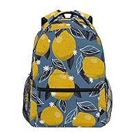 ALAZA Lemons White Flowers Backpack for Women Men,Travel Trip Casual Daypack College Bookbag Laptop Bag Work Business Shoulder Bag Fit for 14 Inch Laptop