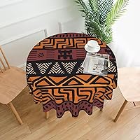 African Mud Cloth Tribal Print Round Tablecloth 60 Inch Table Cloth Circular Table Cover for Dining Kitchen Banquet Dinner