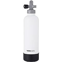 Scuba Tank Vacuum Insulated Water Bottle: Great Gift and Accessory for Scuba Divers | Holds 700mL | Food-grade stainless steel bottle, BPA-Free Cap, Silicone Boot (White)
