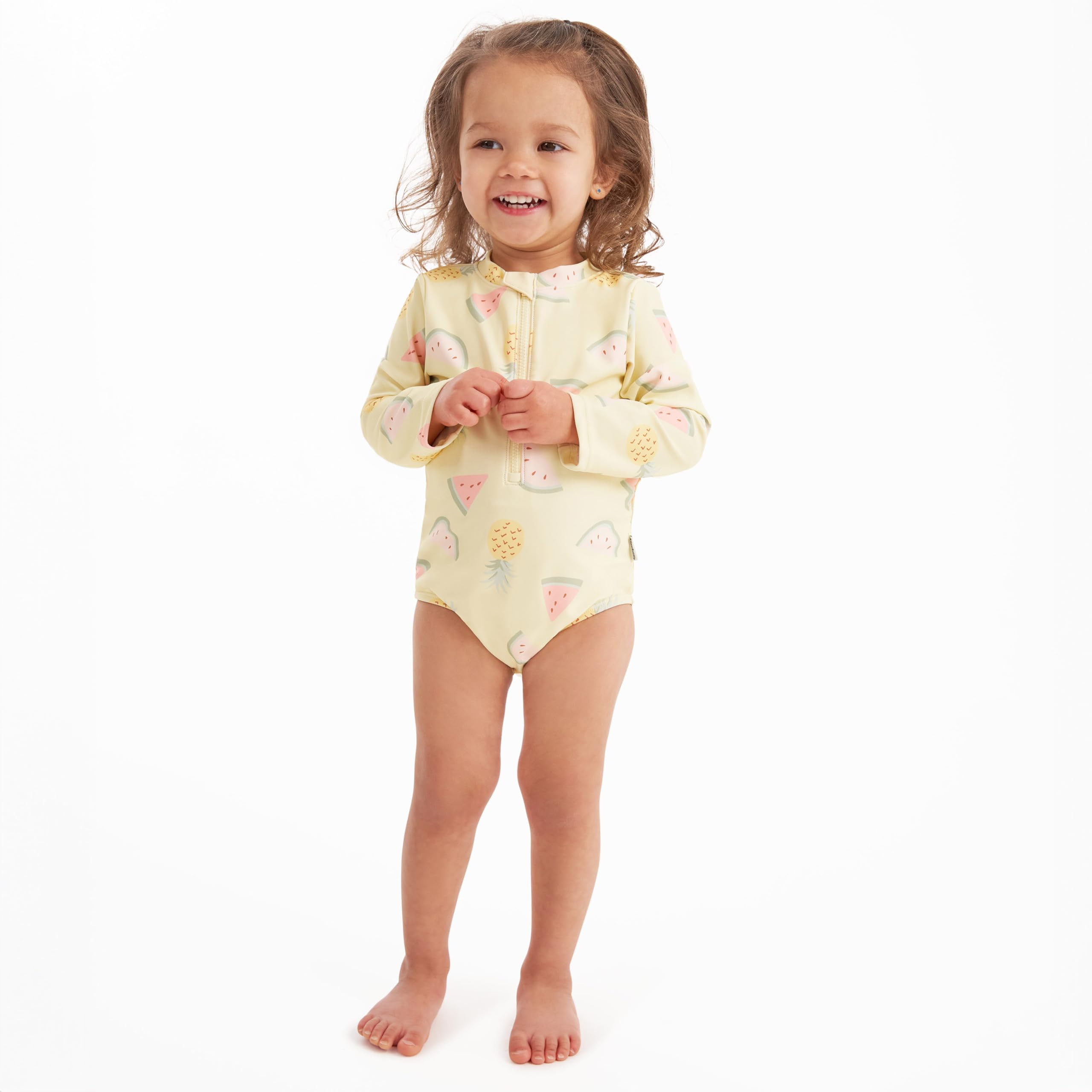 Gerber Girls' Toddler Long Sleeve One Piece Rashguard Swimsuit