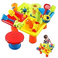 Sand Water Table Water Table for Young Children 25PCS/Set 4 Sensory Table Square Table with Interactive Feces for and Sand Table Children