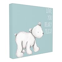 Stupell Home Décor Love You Beary Much! Polar Bear Stretched Canvas Wall Art, 17 x 1.5 x 17, Proudly Made in USA