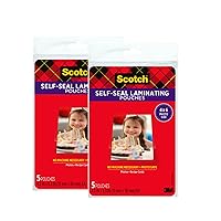 Scotch(R) Self-Sealing Laminating Pouches, Gloss Finish, 4 x 6 Inches (PL900G) (Pack of 2)