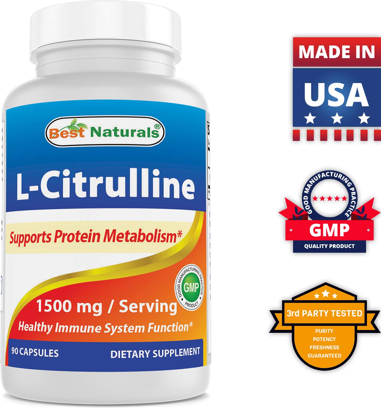 Best Naturals L-Arginine L-Ornithine - 1000mg & L-Citrulline 1500mg