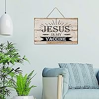 Jesus Is My Vaccine Shelf Décor Signs Rustic Wood Sign Country Wall Art Wood Plaque Sign Home Decor for Shelf Front Door 6x10 Inch