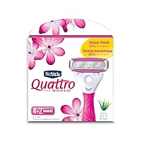 Schick Quattro Womens Ultra Smooth Razor Blade Refills for Women Value Pack, 6 Count (Pack of 1)