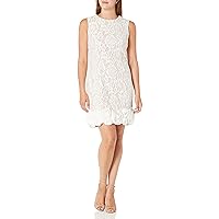 Emma Street Women's 1 pc lace Dress with Rosettes, White/Nude, 14
