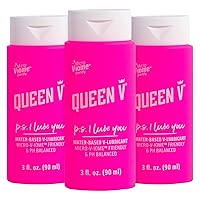 Queen V P.S. I Lube You - Intimate Water-Based Lube, Gynecologically Tested, pH Friendly, Free from Parabens, Artificial Colors, Glycerin & Fragrances, 3 oz. Wetter is Better (Pack of 3)