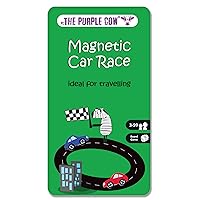 The Purple Cow Magnetic Travel Car Race Game - Airplane Games & Quiet Games. Game Box for Kids & Adults. Fun Game Where You Get to Race Each Other Around A Track, Car Race