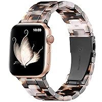 GEAK Compatible with Resin Apple Watch Band 44mm 42mm 45mm Men Women, Stainless Steel Buckle Lightweight Stylish Resin Bracelet for iWatch Series 9/8/7/6/5/4/3/2/1/SE Replacement Strap Grey Leopard