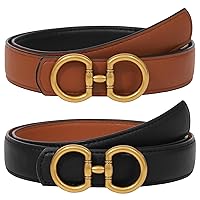 AWAYTR Reversible Belt for Women - Two-in-One Women Fashion Leather Belt for Jeans with Golden Buckle