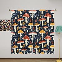 Mushroom Blackout Curtains for Girls Boy Home Decor, Colorful Cartoon Abstract Botanical Plants Rod Pocket Thermal Insulated Drapes Darkening Window Curtain for Bedroom Living Room, 63 x 63 Inch