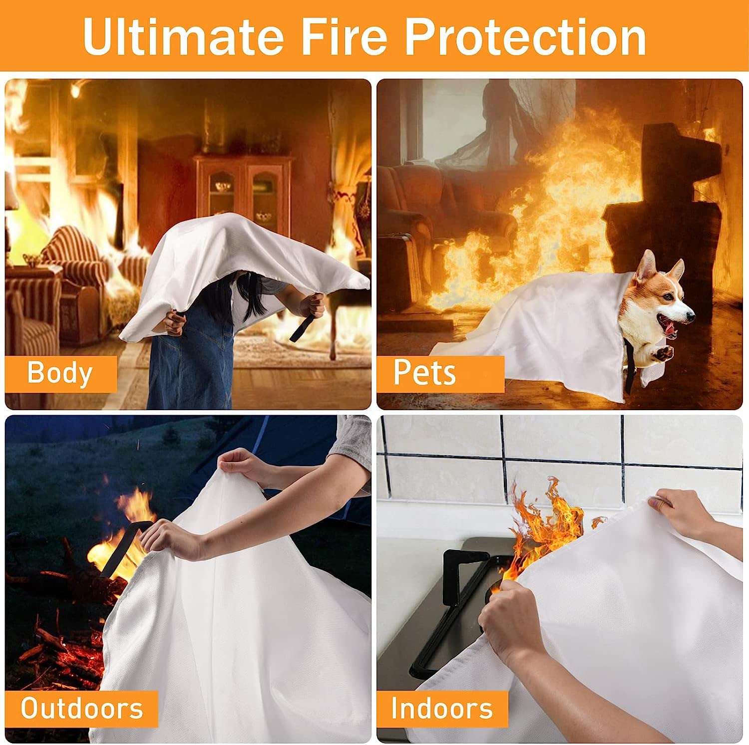 Mondoshop Fire Blanket for Home Kitchen Emergency, Prepared Fire Suppression Blanket Hero Fireproof Blanket Fire Retardant Blankets for Car, Fireplace, Camping, Picnic, Grill(40