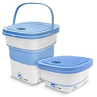 Portable Mini Washing Machine Lightweight Collapsible Bucket - Perfect for Camping, Travelling, Apartment, Dorm USA Brand - Pure Clean PUCWM33.5, light blue