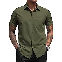 COOFANDY Men's Dress Shirts 2024 Short Sleeve Business Casual Regular Fit Button Down Shirts with Pocket