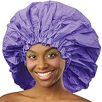 Donna Super Jumbo Shower Cap Waterproof Material 1pc for Women or Men Shower Cap for Roller Sets, Afros, Twist, Silk Wraps and More Reusable (Purple)
