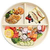 Portion Control Plate For Adults, Round Bariatric Portion Control Plate, Reusable Plastic Divided Plate With 3 Compartments, Dishwasher & Microwave Safe