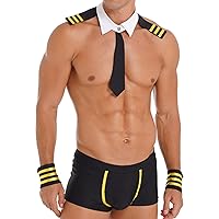 Mens Sexy Sailor Costume Outfit Lingerie Set Mankini Suspender Swimsuit Thong Underwear