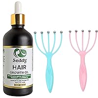 Hair Growth Oil With Caffeine, Castor, Biotin, Peppermint, Argan, Jojoba, & Rosemary Oil for Hair Growth with Scalp Massager to promote Hair Growth Bundle