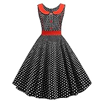 Women's Vintage Floral Flared A-Line Swing Casual Party Dresses 1950 Retro Audrey Hepburn Style Rockabilly Prom Dress